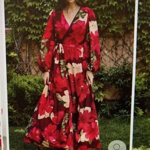Baltic Born Red and Green Floral Maxi Dress